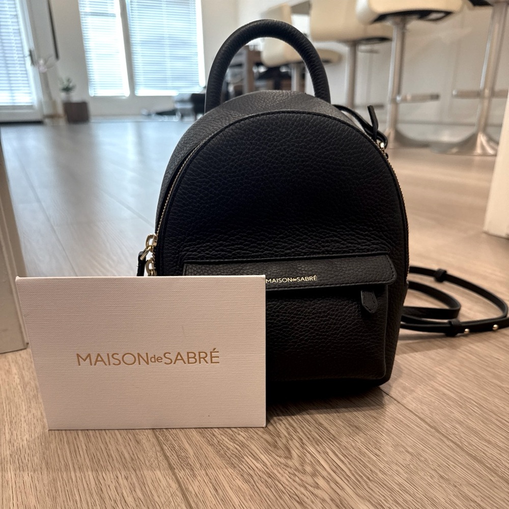 Maison de Sabre mini Black Leather Backpack